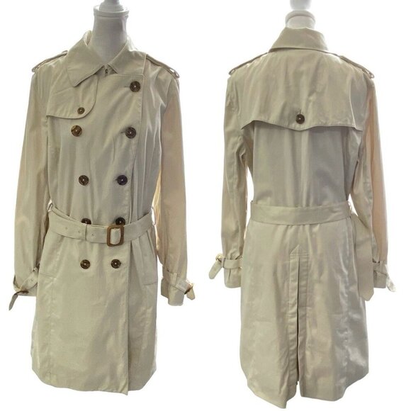 Brooks Brothers Jackets & Blazers - BROOKS BROTHERS Women 346 Trench Coat Size 12 Cream Long Line Button Belted